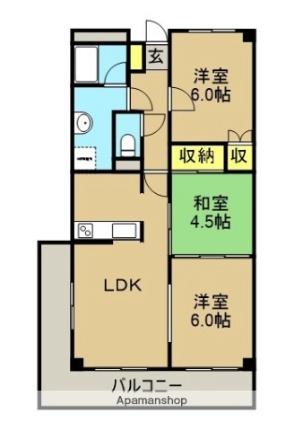 ヴィラ・クレドール 306｜福島県郡山市亀田１丁目(賃貸マンション3LDK・3階・60.04㎡)の写真 その2