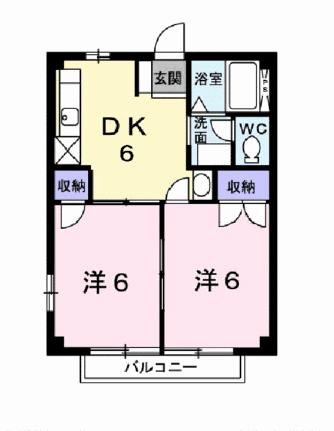 大喜多コーポII 203｜福島県郡山市富久山町久保田字古坦(賃貸アパート2DK・2階・40.04㎡)の写真 その2