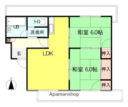 福島県郡山市富久山町久保田字下河原(賃貸マンション2DK・2階・37.70㎡)の写真 その2