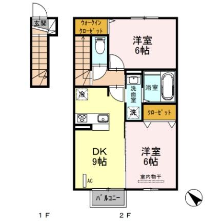 福島県郡山市水門町(賃貸アパート2DK・2階・51.29㎡)の写真 その2