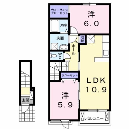 ソレイユ 202｜福島県二本松市安達ケ原２丁目(賃貸アパート2LDK・2階・57.21㎡)の写真 その2