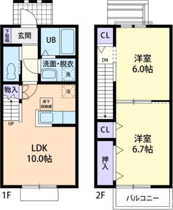 ＣＩＥＬ　Ｉ 103 ｜ 茨城県鹿嶋市大字平井（賃貸アパート2LDK・2階・57.20㎡） その2