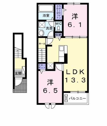 アルカンシエル 203｜茨城県神栖市深芝(賃貸アパート2LDK・2階・59.58㎡)の写真 その2