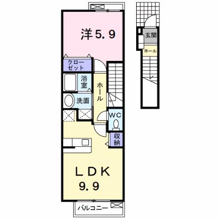 オーク・ヴィレッヂＡ 203 ｜ 栃木県那須塩原市南郷屋４丁目（賃貸アパート1LDK・2階・41.98㎡） その2