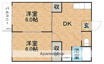 時庭ハイツ1 202 ｜ 栃木県大田原市美原１丁目（賃貸アパート2DK・2階・39.47㎡） その2