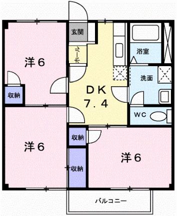 レジデンス美輝 102｜栃木県さくら市氏家(賃貸アパート3DK・1階・52.99㎡)の写真 その2