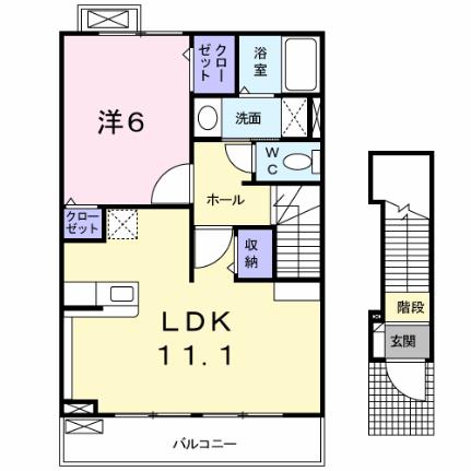 アムール　Ａ 202｜群馬県太田市新道町(賃貸アパート1LDK・2階・46.09㎡)の写真 その2