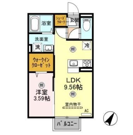 セラヴィ 205｜栃木県足利市西新井町(賃貸アパート1LDK・2階・33.61㎡)の写真 その2