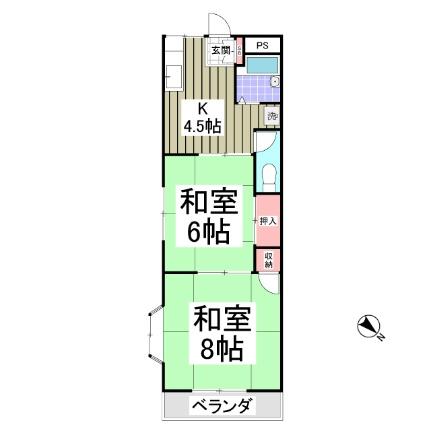 ダイメイパレスI 203 ｜ 群馬県太田市高林東町（賃貸アパート2K・2階・37.13㎡） その2