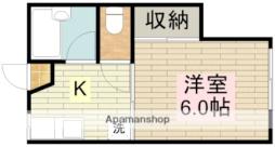 西武新宿線 本川越駅 徒歩5分の賃貸アパート 1階1Kの間取り