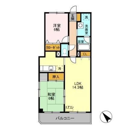 千葉県市川市妙典５丁目（賃貸マンション2LDK・4階・60.78㎡） その2