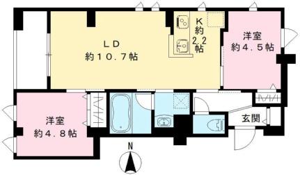 北品川テラス 208号室｜東京都品川区北品川３丁目(賃貸マンション2LDK・2階・49.45㎡)の写真 その2