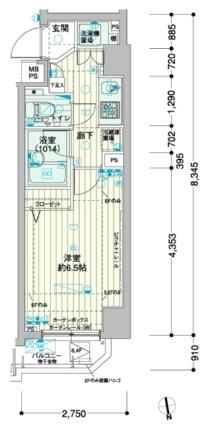 メインステージ浜松町 601号室｜東京都港区浜松町１丁目(賃貸マンション1K・6階・22.07㎡)の写真 その2