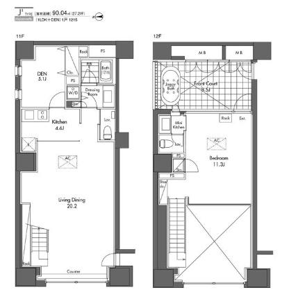 グラディート汐留ロッソ 1215｜東京都港区東新橋２丁目(賃貸マンション1SLDK・12階・90.04㎡)の写真 その2