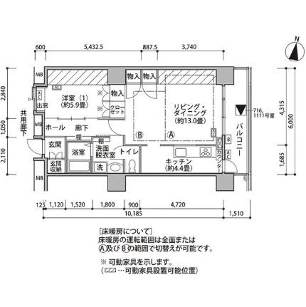 東雲キャナルコートＣＯＤＡＮ18号棟 0316｜東京都江東区東雲１丁目(賃貸マンション1LDK・3階・60.88㎡)の写真 その2