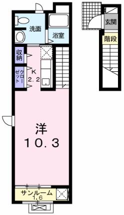 フォンターナ・ベル 206｜東京都福生市加美平１丁目(賃貸アパート1R・2階・35.96㎡)の写真 その2