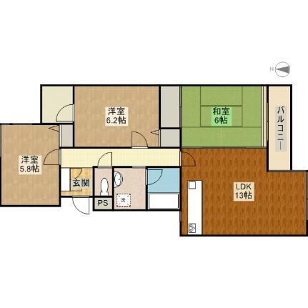 コンフォール野川 301｜神奈川県川崎市宮前区西野川１丁目(賃貸マンション3LDK・3階・65.90㎡)の写真 その2