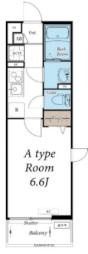 リブリ根岸III 3階1Kの間取り