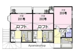 JR京浜東北・根岸線 山手駅 徒歩16分の賃貸アパート 2階1Kの間取り