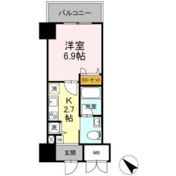 京急本線 花月総持寺駅 徒歩5分の賃貸マンション 9階1Kの間取り