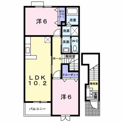 ブライトユニゾン　Ｂ 201 ｜ 新潟県小千谷市（賃貸アパート2LDK・2階・57.02㎡） その2