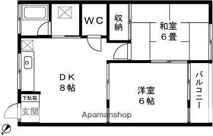 コーポ桂林 102｜新潟県長岡市宮関１丁目(賃貸アパート2DK・1階・39.17㎡)の写真 その2