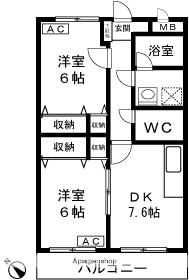 ロイヤルプレース 302｜新潟県長岡市蓮潟１丁目(賃貸マンション2DK・3階・51.30㎡)の写真 その2