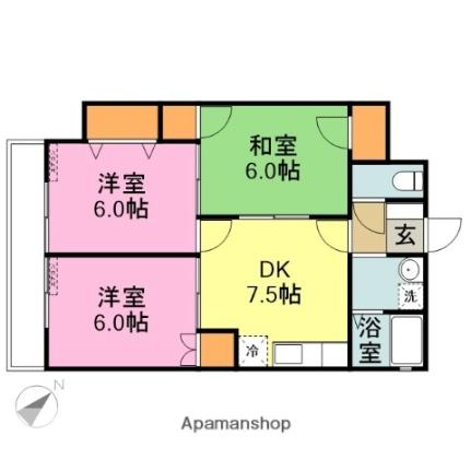 マンション川崎 106｜新潟県長岡市川崎１丁目(賃貸マンション3DK・1階・56.45㎡)の写真 その2