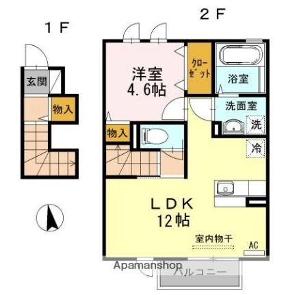 キャッスル・パルコ 201 ｜ 新潟県上越市港町１丁目（賃貸アパート1LDK・2階・45.72㎡） その2