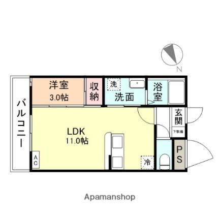 富山県富山市粟島町３丁目(賃貸アパート1LDK・1階・33.10㎡)の写真 その2