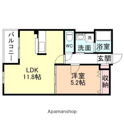 富山県富山市二俣新町(賃貸マンション1LDK・2階・40.00㎡)の写真 その2