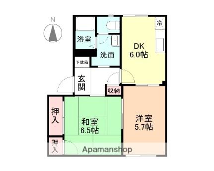 富山県魚津市友道(賃貸アパート2DK・1階・43.58㎡)の写真 その2