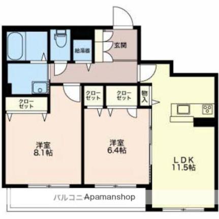 Ｍａｓｔ　Ｔｏｗｎ　Ｂｌｏｏｍ 203｜富山県富山市秋吉(賃貸マンション2LDK・2階・65.01㎡)の写真 その2