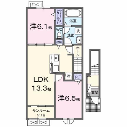 エルヴィータ・ガンビーノ 202 ｜ 福井県大野市国時町（賃貸アパート2LDK・2階・63.03㎡） その2