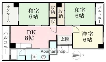 レジデンス黒葉 105 ｜ 福井県福井市二の宮４丁目（賃貸マンション3DK・1階・68.13㎡） その2