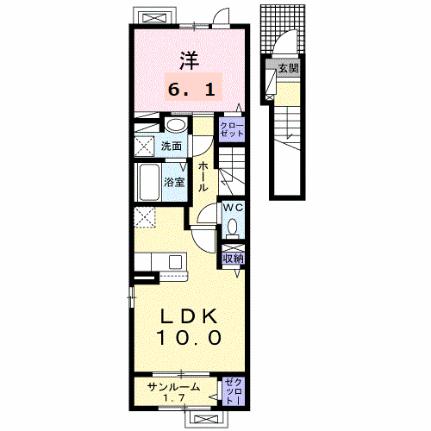 ヴィセオβ 202 ｜ 福井県福井市文京７丁目（賃貸アパート1LDK・2階・46.29㎡） その2