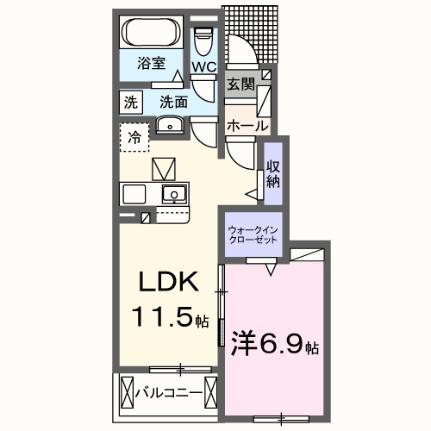 アスピレーション 103 ｜ 山梨県甲府市山宮町（賃貸アパート1LDK・1階・44.20㎡） その2