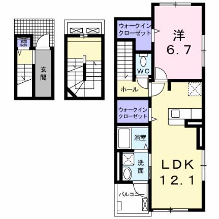 グランシャリオ 301 ｜ 山梨県甲府市山宮町（賃貸アパート1LDK・3階・44.88㎡） その2