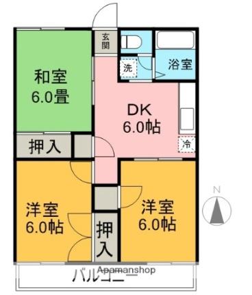 ハイツ丸山Ｂ棟 202｜長野県塩尻市大字広丘堅石(賃貸アパート3DK・2階・48.60㎡)の写真 その2