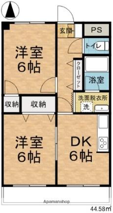 アメニティーシャトー並柳 102｜長野県松本市並柳３丁目(賃貸マンション2DK・1階・44.58㎡)の写真 その2