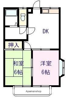 長野県須坂市大字日滝相森町(賃貸アパート2DK・2階・43.00㎡)の写真 その2