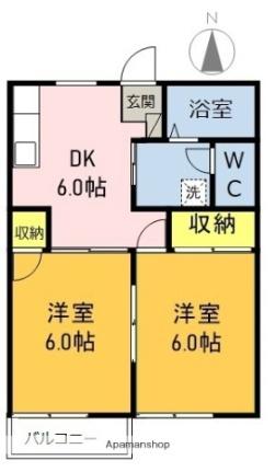 ドミール八代 106｜岐阜県岐阜市八代３丁目(賃貸アパート2DK・1階・39.25㎡)の写真 その2