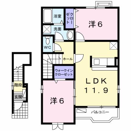 プレコリーヌV 201｜静岡県富士宮市舞々木町(賃貸アパート2LDK・2階・58.80㎡)の写真 その2