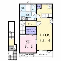 フォレスト　フィールド香貫 2階1LDKの間取り