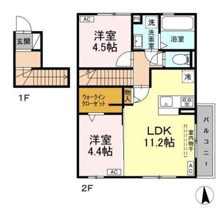 ステーブル　Ｋ 201｜静岡県沼津市本郷町(賃貸アパート2LDK・2階・54.05㎡)の写真 その2