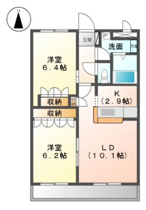 Ｒｏｓｅ・Ｇａｒｄｅｎ（ローズ・ガーデン） 101｜静岡県富士市今泉(賃貸アパート2LDK・1階・57.70㎡)の写真 その2