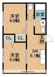 JR東海道本線 袋井駅 バス6分 諸井上下車 徒歩7分の賃貸アパート 1階2DKの間取り