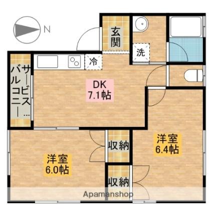 静岡県浜松市中央区鴨江２丁目(賃貸マンション2DK・2階・44.61㎡)の写真 その2