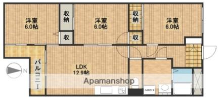 シャトーインＴＯＫＡＩ ｜静岡県浜松市中央区上浅田１丁目(賃貸マンション3LDK・2階・66.15㎡)の写真 その2