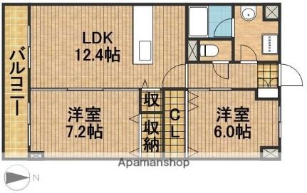 静岡県浜松市中央区神田町(賃貸マンション2LDK・1階・62.05㎡)の写真 その2